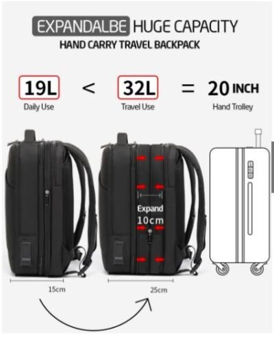 Men's Fashionable Backpack - Suitable for School and College, Water-Proof, High Capacity, USB Charging, Stylish, 15.6-Inch Laptop, Business, and Travel Backpack