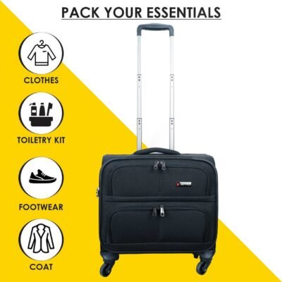 Espiral Business Trolley Cabin Pilot Luggage Carry On for Business and Office 16-Inch with 4 Wheels Rolling Case, 15.5" Laptop Compartment With TSA Lock