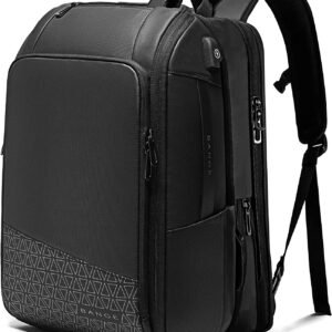 BANGE BG-22005 Large Capacity Expandable Weekender Carry On Backpack, Waterproof Men's Business Laptop Backpack for 15.6inch(Black)