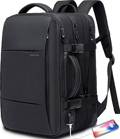 BANGE BG1908 Large Capacity Expandable Multi-Purpose Business & Travel Backpack Waterproof Laptop Backpack for 15.6inch(Black)