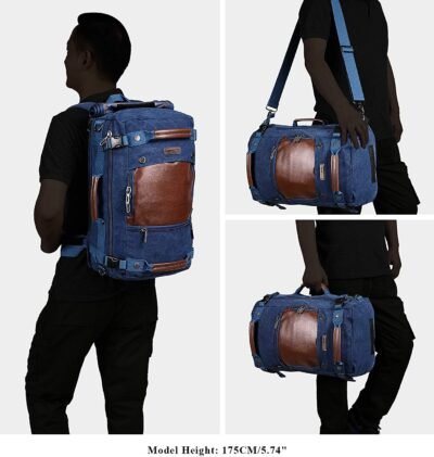 Witzman Travel Backpack Outdoor Hiking Camping Daypack Laptop Weekender Backpack (Model 2021) - Blue and Brown