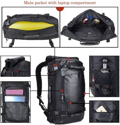 Witzman Travel Backpack Outdoor Hiking Camping Daypack Laptop Weekender Backpack 2023 (Black)
