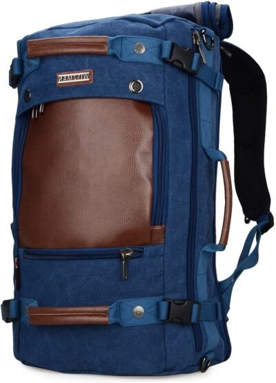 Witzman Travel Backpack Outdoor Hiking Camping Daypack Laptop Weekender Backpack (Model 2021) - Blue and Brown