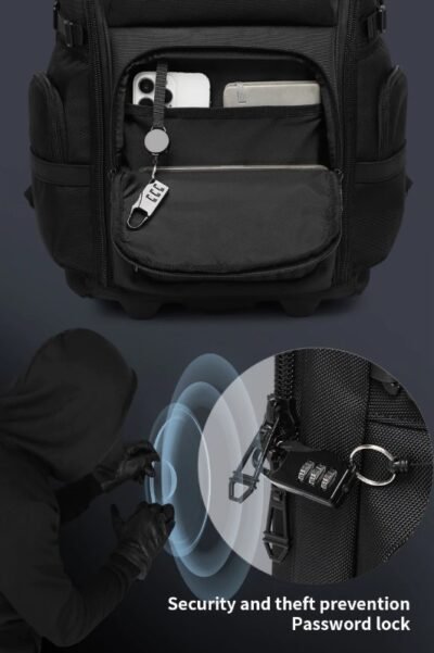 OZUKO 9820 Unisex Rolling Laptop Bag Wheeled Trolley Backpack Swivel Casters TSA Approved  Locking Carry On Luggage
