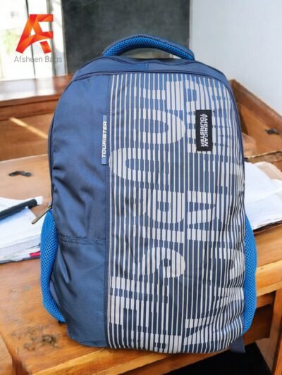 American Tourister vertical stripe pattern Backpack, the perfect fusion of bold design and uncompromising functionality built for the modern student and commuter