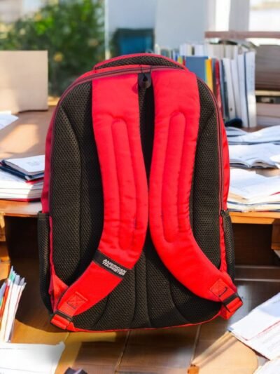 American Tourister vertical stripe pattern Backpack, the perfect fusion of bold design and uncompromising functionality built for the modern student and commuter