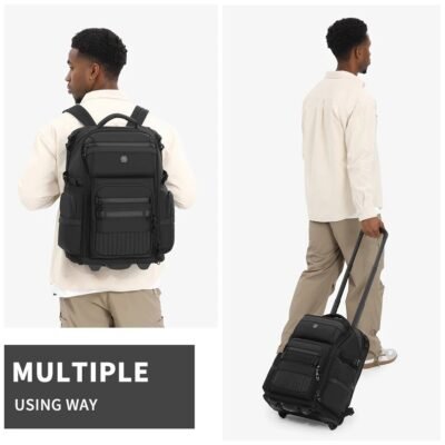 OZUKO 9820 Unisex Rolling Laptop Bag Wheeled Trolley Backpack Swivel Casters TSA Approved  Locking Carry On Luggage