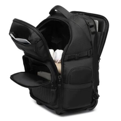 OZUKO 9820 Unisex Rolling Laptop Bag Wheeled Trolley Backpack Swivel Casters TSA Approved  Locking Carry On Luggage