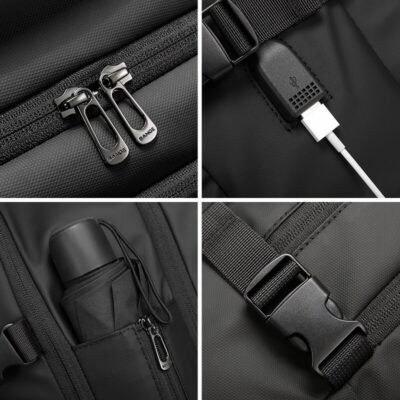 BANGE BG-7690 Travel Backpack Sleek, geometric, business-professional  water-repellent, abrasion-resistant oxford fabric.