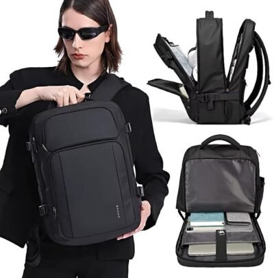 BANGE BG-7690 Travel Backpack Sleek, geometric, business-professional  water-repellent, abrasion-resistant oxford fabric.