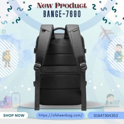 BANGE BG-7690 Travel Backpack Sleek, geometric, business-professional  water-repellent, abrasion-resistant oxford fabric.