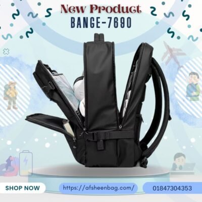 BANGE BG-7690 Travel Backpack Sleek, geometric, business-professional  water-repellent, abrasion-resistant oxford fabric.
