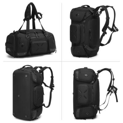 H115bc5d85233417abec43aa1a796f3deK OZUKO 9834 46L Heavy-Duty Tactical Sneaker Backpack – Expandable Waterproof Weekender Duffel Bag with Shoe Pocket