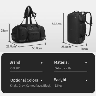 H34ab23bd75844848a47e75e7c215df591 OZUKO 9834 46L Heavy-Duty Tactical Sneaker Backpack – Expandable Waterproof Weekender Duffel Bag with Shoe Pocket