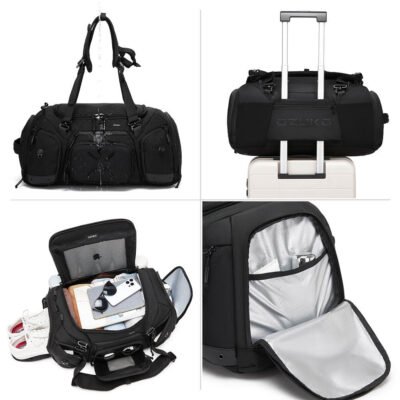 Hc618b569c1e046f3980ff7e4d6f3d1b4a OZUKO 9834 46L Heavy-Duty Tactical Sneaker Backpack – Expandable Waterproof Weekender Duffel Bag with Shoe Pocket