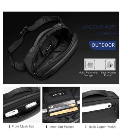 OZUKO-9551-Water-Resistant-Waist-Bag-5 OZUKO 9551 Waterproof Crossbody Sling & Waist Bag for Men – Premium Tactical Chest Pack