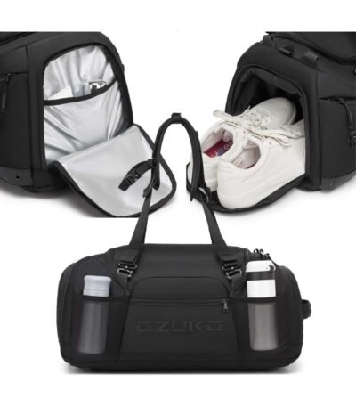 OZUKO-9834-Waterproof-Tactical-Sneaker-Travel-Backpack-for-Men-9 OZUKO 9834 46L Heavy-Duty Tactical Sneaker Backpack – Expandable Waterproof Weekender Duffel Bag with Shoe Pocket